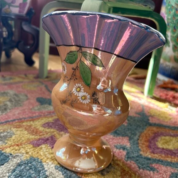 Vintage Lusterware Vase Made in Japan 7" - Picture 10 of 16